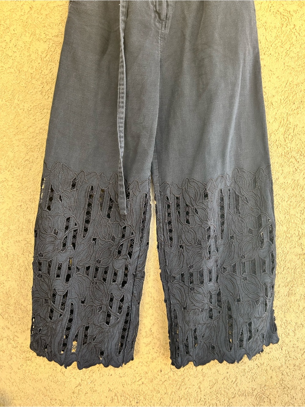 Sabina Musáyev MSRP $425 Black Bender Pants Wide-Leg Lace-Panel Pants - Picture 6 of 10